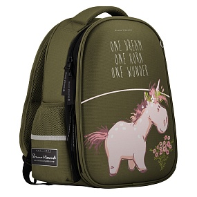РЮКЗАК-КАПСУЛА ТЕМНО-ЗЕЛЕНЫЙ  С ЭРГОНОМИЧНОЙ СПИНКОЙ "МЕЧТАТЕЛЬНЫЙ ЕДИНОРОГ" 
Арт. 12-009-068/11