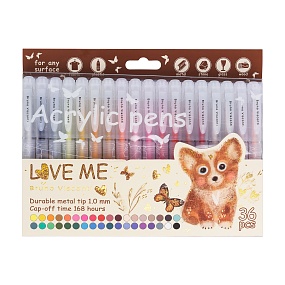 Набор BrunoVisconti®
из 36-ти акриловых ручек
"LOVE ME" 
1 мм, ассорти 
Арт. 20-0501/03
