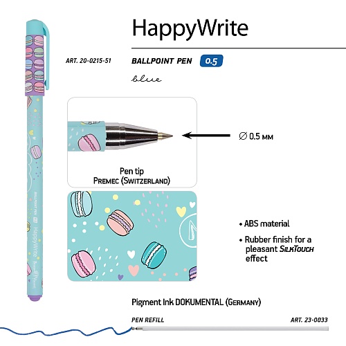Ручка BrunoVisconti®
шариковая, 0.5 мм, синяя
HappyWrite «РАЗНОЦВЕТНЫЕ МАКАРУНЫ»
Арт. 20-0215/51: фото #6