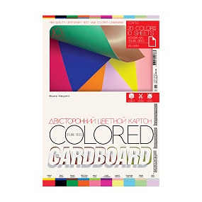 Набор цветного картона BrunoVisconti®
А4, 10 листов, 20 цветов , 190 г/кв.м, мелованный картон
BRIGHT COLORS
Арт. 11-410-341