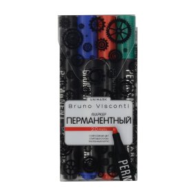 Набор перманентных маркеров BrunoVisconti®
4 цвета, ПВХ - карман, "UniMark"
черный, синий, красный, зеленый
Арт. 22-0016