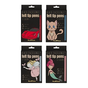 Фломастеры BrunoVisconti®
12 цветов, 4 вида "BLACK EXCELLENCE"
картонная коробка
Арт. 32-0055