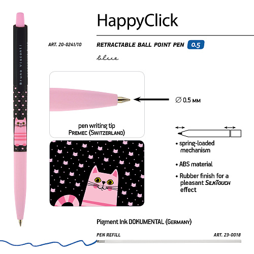Ручкa BrunoVisconti
шариковая автоматическая, 0.5 мм, синяя
HappyClick «РОЗОВАЯ КОШЕЧКА»
Арт. 20-0241/10: фото #4