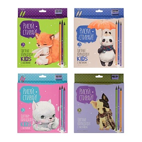 Карандашии цветные BrunoVisconti®
24  цвета, грифель 3 мм
РИСУЙ И СТИРАЙ (с точилкой и ластиком)
Арт. 30-0122
упаковка в ассортименте