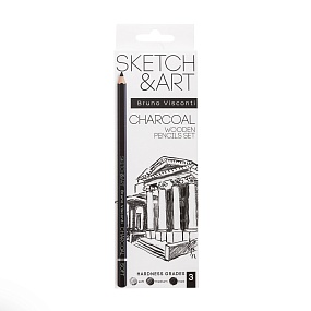 НАБОР УГОЛЬНЫХ КАРАНДАШЕЙ "SKETCH&ART", (мягкий, средний, твердый), 6 шт
Арт. 25-002