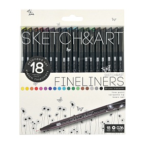 Набор BrunoVisconti®
из 18-ти капиллярных ручек
0.36 мм, ассорти
Sketch&Art "Black Edition"
Арт. 36-0018