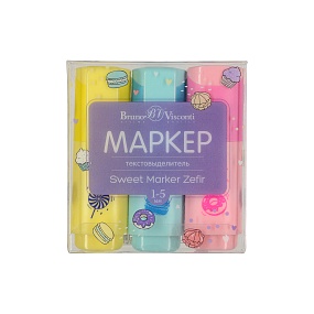 Текстовыделитель BrunoVisconti®
набор 3 цвета, "SWEET MARKER ZEFIR"
розовый, голубой, фиолетовый
Арт. 22-0113
