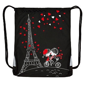 Мешок для обуви BrunoVisconti®
 (44  х  54 см) XXL,
"РОМАНТИКА.ПАРИЖ" черный
Арт. 15-001-011/01