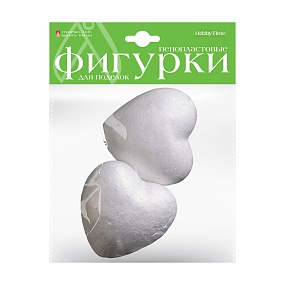 ПЕНОПЛАСТОВЫЕ ФИГУРКИ. СЕРДЕЧКИ, 100 ММ, 2 ШТ. 
Арт. 2-204/08