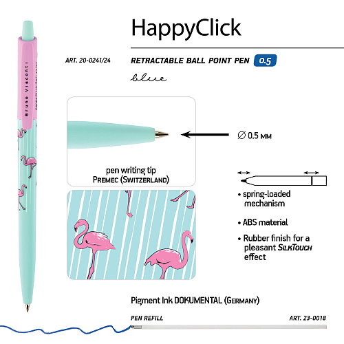 Ручкa BrunoVisconti
шариковая автоматическая, 0.5 мм, синяя
HappyClick «ФЛАМИНГО»
Арт. 20-0241/24: фото #5