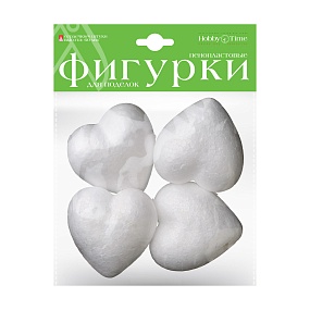 ПЕНОПЛАСТОВЫЕ ФИГУРКИ. СЕРДЕЧКИ, 60 ММ, 4 ШТ. 
Арт. 2-204/04