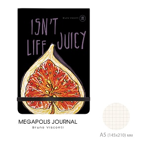 ЗАПИСНАЯ КНИЖКА "MEGAPOLIS JOURNAL" А5, 100 Л.  НА РЕЗИНКЕ "JUICY LIFE. ИНЖИР", КЛЕТКА
Арт. 3-475/05