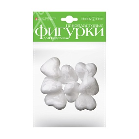 ПЕНОПЛАСТОВЫЕ ФИГУРКИ. СЕРДЕЧКИ 35 ММ, 8 ШТ. 
Арт. 2-204/01