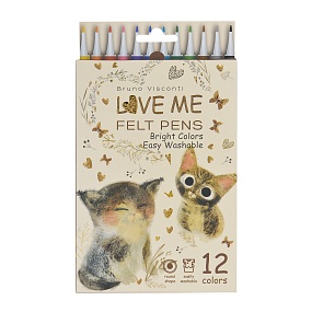 Фломастеры BrunoVisconti®
12 цветов LOVE ME - МИЛЫЙ КОТИК
картонная коробка
Арт. 32-0076