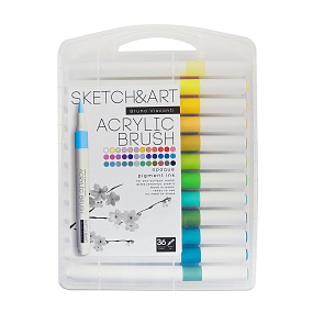НАБОР МАРКЕРОВ-КИСТЕЙ  АКРИЛОВЫХ "SKETCH&ART" 36 ЦВ.
Арт. 22-0203