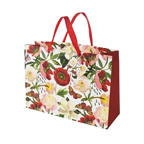 Пакет бумажный упаковочный подарочный BrunoVisconti®
 (360 х 260 х 120 мм)
"FLORA.ПИОНЫ"
Арт. 2-854/01