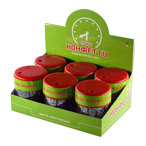 МИНИ-КОНФЕТТИ  ДЛЯ ДЕКОРА "ЗВЕЗДОЧКИ", С ДОЗАТОРОМ, 80Г  (6 ЦВЕТОВ ), СЕРЕБРО,  №3
Арт. 2-312/03