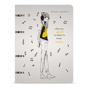 Тетрадь со сменным блоком BrunoVisconti®
 в пластиковой обложке А5 (165 х 210 мм)
"МЕЛОМАНКА" 80л., линейка
Арт. 7-80-632/06