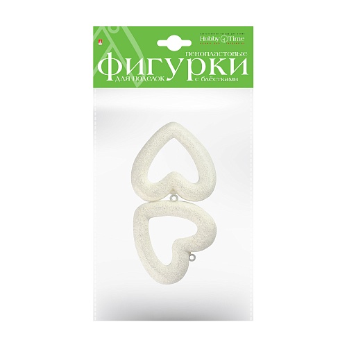 ПЕНОПЛАСТОВЫЕ ФИГУРКИ. СЕРДЦА С ГЛИТТЕРОМ.  80 ММ, 2 ШТ. 
Арт. 2-803/01