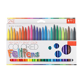 Фломастеры BrunoVisconti®
24 цветов BRIGHT COLORS
картонная коробка
Арт. 32-0075