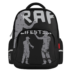 Рюкзак BrunoVisconti®
классический 
черный с эргономичной спинкой
«RAP-МОЯ ЖИЗНЬ»
Арт. 12-002-095/01