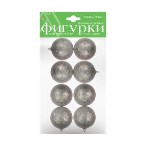 ПЕНОПЛАСТОВЫЕ ФИГУРКИ. ШАРЫ С ГЛИТТЕРОМ, СЕРЕБРО.  Ø 40 ММ, 8 ШТ. 
Арт. 2-806/02