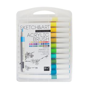 НАБОР МАРКЕРОВ-КИСТЕЙ  АКРИЛОВЫХ "SKETCH&ART" 36 ЦВ.
Арт. 22-0203