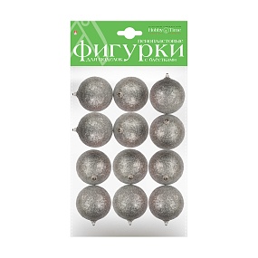 ПЕНОПЛАСТОВЫЕ ФИГУРКИ. ШАРЫ С ГЛИТТЕРОМ, СЕРЕБРО.  Ø 30 ММ, 12 ШТ. 
Арт. 2-806/01