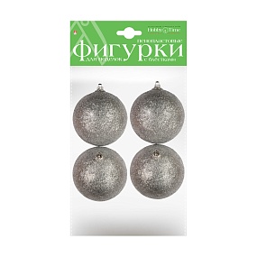 ПЕНОПЛАСТОВЫЕ ФИГУРКИ. ШАРЫ С ГЛИТТЕРОМ, СЕРЕБРО.  Ø 70 ММ, 4 ШТ. 
Арт. 2-806/05