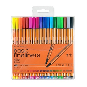 Набор BrunoVisconti®
из 18-ти капиллярных ручек
"Basic Summer" 0.4 мм, в ПВХ кармане
Арт. 36-0039