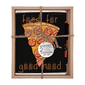 НАБОР ПОДАРОЧНЫЙ "Food in black. Пицца" (ДВЕ ТЕТРАДИ И РУЧКА)
Арт. 7-48-1179-2/2