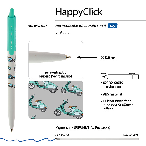 Ручкa BrunoVisconti
шариковая автоматическая, 0.5 мм, синяя
HappyClick «МОПЕДЫ»
Арт. 20-0241/19: фото #4