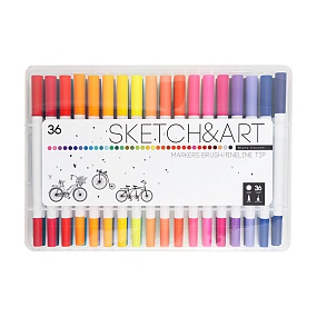 Набор BrunoVisconti®
из 36-ти капиллярных двусторонних ручек
1 мм, ассорти
Sketch&Art
Арт. 22-0100