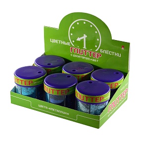 ГЛИТТЕР ДЛЯ ДЕКОРА, С ДОЗАТОРОМ, 60Г  (6 ЦВЕТОВ ), СИНИЙ,  ЦВЕТОВАЯ ГАММА №5
Арт. 2-311/05