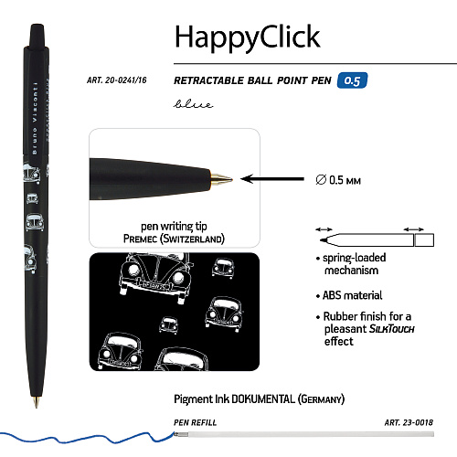 Ручкa BrunoVisconti
шариковая автоматическая, 0.5 мм, синяя
HappyClick «АВТОМОБИЛИ»
Арт. 20-0241/16: фото #4