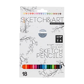 Карандашии цветные BrunoVisconti®
18  цветов, грифель 3 мм
Sketch&Art
Арт. 30-0151