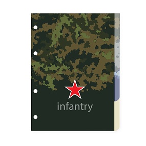 КОМПЛЕКТ РАЗДЕЛИТЕЛЕЙ ДЛЯ ТЕТРАДИ НА КОЛЬЦАХ  А5, 4 Л. "МИЛИТАРИ"
Арт. 7-50-473/10