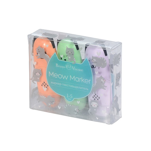 Текстовыделитель BrunoVisconti®
набор 3 цвета, "MEOW MARKER"
желтый, зеленый, оранжевый
Арт. 22-0106: фото #5