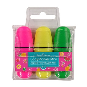Текстовыделитель BrunoVisconti®
набор, 3 цвета, "LadyMarker Mini"
неон, ПВХ - карман
Арт. 22-0067