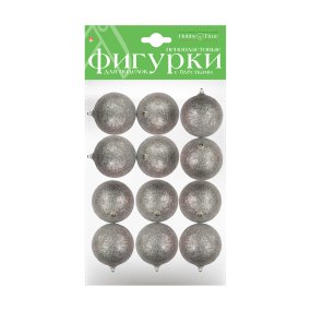 ПЕНОПЛАСТОВЫЕ ФИГУРКИ. ШАРЫ С ГЛИТТЕРОМ, СЕРЕБРО.  Ø 30 ММ, 12 ШТ. 
Арт. 2-806/01