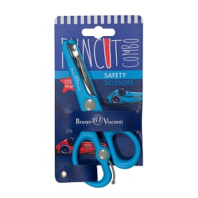 Ножницы BrunoVisconti 
детские,13.5 см, 
безопасные лезвия, возвратный механизм
"FUNCUT" 
Арт. 60-0023/01