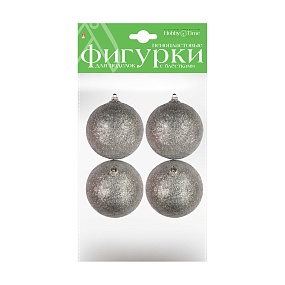 ПЕНОПЛАСТОВЫЕ ФИГУРКИ. ШАРЫ С ГЛИТТЕРОМ, СЕРЕБРО.  Ø 60 ММ, 4 ШТ. 
Арт. 2-806/04