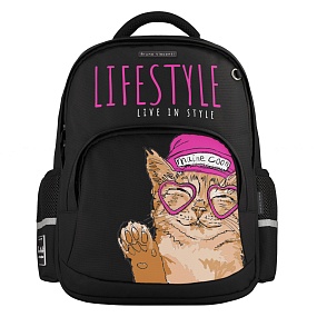 Рюкзак BrunoVisconti®
классический 
черный с эргономичной спинкой
«EASY LIFE.КОТЫ»
Арт. 12-002-257/01