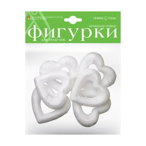 ПЕНОПЛАСТОВЫЕ ФИГУРКИ. СЕРДЕЧКИ ФИГУРНЫЕ, 50 ММ, 6 ШТ. 
Арт. 2-204/07