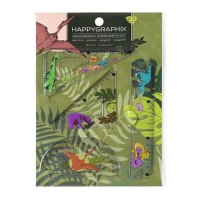 НАБОР ИЗМЕРИТЕЛЬНЫХ ИНСТРУМЕНТОВ (транспортир,линейка,два треугольника) "HappyGraphix. Динозавры"
Арт. 45-0017/06