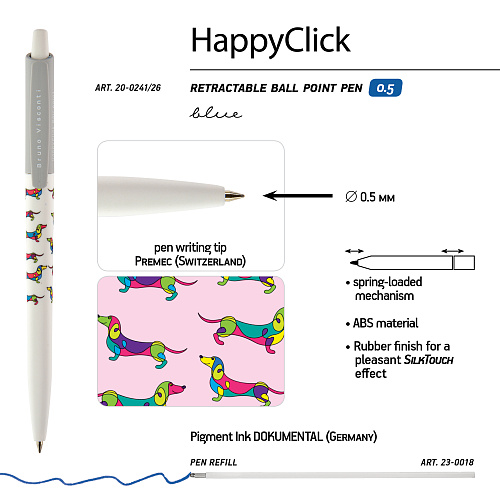 Ручкa BrunoVisconti
шариковая автоматическая, 0.5 мм, синяя
HappyClick «ТАКСЫ»
Арт. 20-0241/26: фото #3