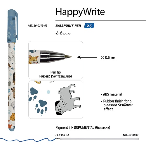 НАБОР ИЗ 5-ТИ РУЧЕК "HappyWrite. Микс 3" ШАРИКОВЫХ 0.5 ММ, СИНЯЯ
Арт. 20-0215-5/7: фото #5