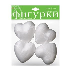 ПЕНОПЛАСТОВЫЕ ФИГУРКИ. СЕРДЕЧКИ 75 ММ, 4 ШТ. 
Арт. 2-204/03