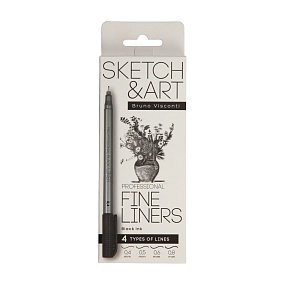 Набор BrunoVisconti®
из 4-х капиллярных ручек
0,4мм, 0,5мм, 0,6мм, 0,8мм, черных
Sketch&Art
Арт. 36-0032