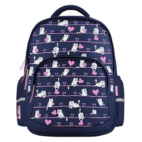 Рюкзак BrunoVisconti®
классический 
синий с эргономичной спинкой
«SWEET ANIMALS.КОТИКИ»
Арт. 12-002-246/02